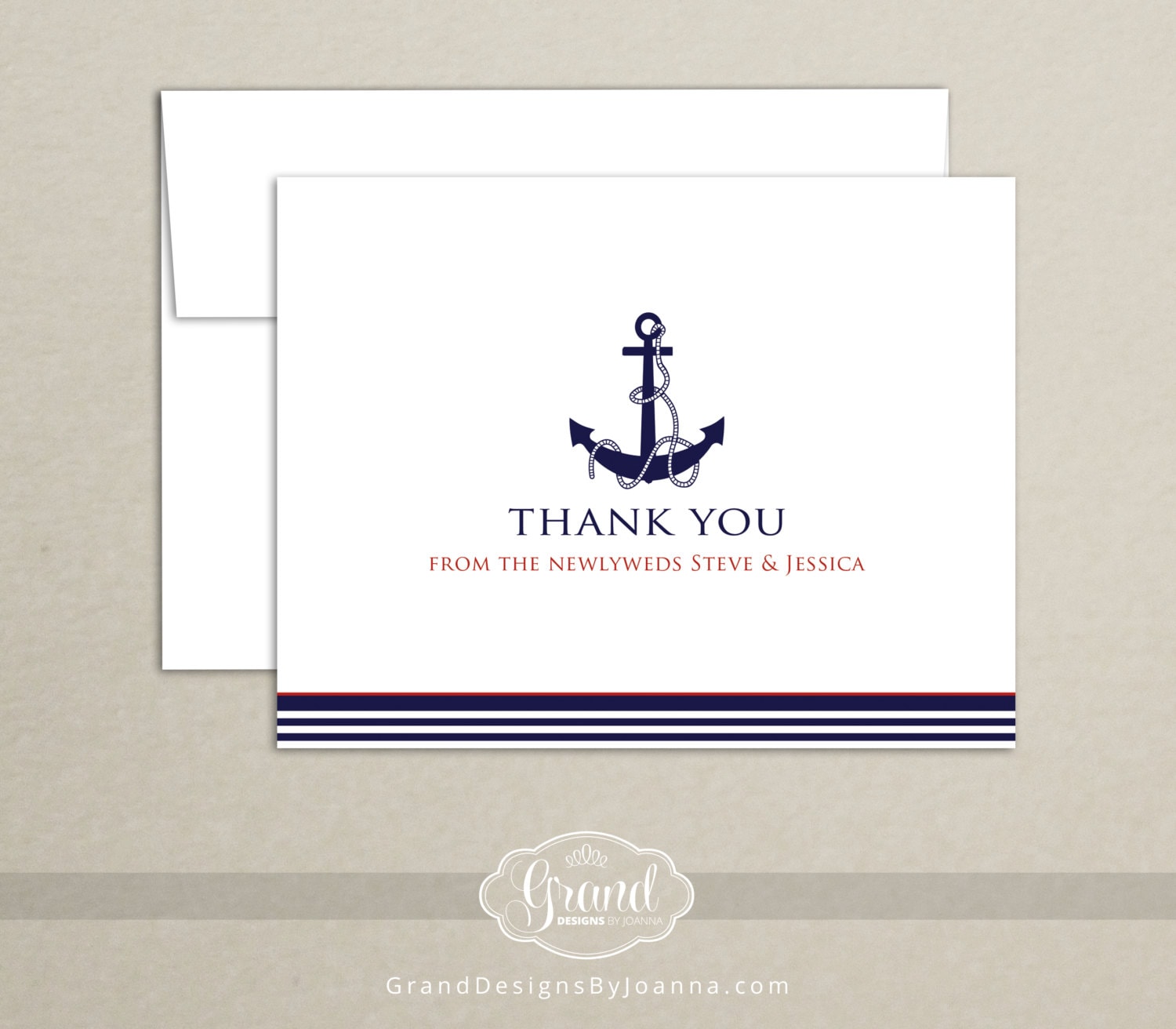 Personalized Nautical Thank You Cards set of 10 Newlyweds Etsy