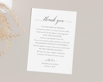Thank You Note, Wedding Thank You Card, Reception Dinner Place Setting Card, Canva INSTANT Download Template