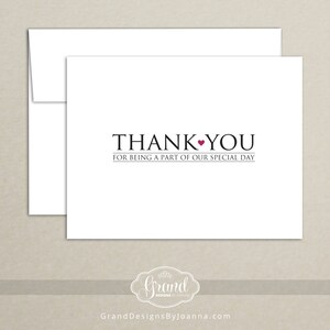 Cartão de agradecimento de casamento - Obrigado por fazer parte do nosso dia especial - Fornecedor de casamento - Planejador - Florista - DJ - Banda - Buffet