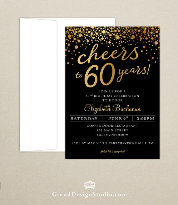 Free Shipping Cheers To 60 Years Birthday Party Invitation Etsy