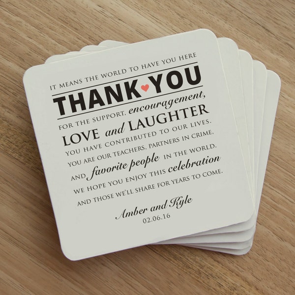 Drink Coaster - Wedding Reception Thank You - Personalized Wedding Thank You - Personalized Wedding Coaster - Wedding Party - Wedding Favor