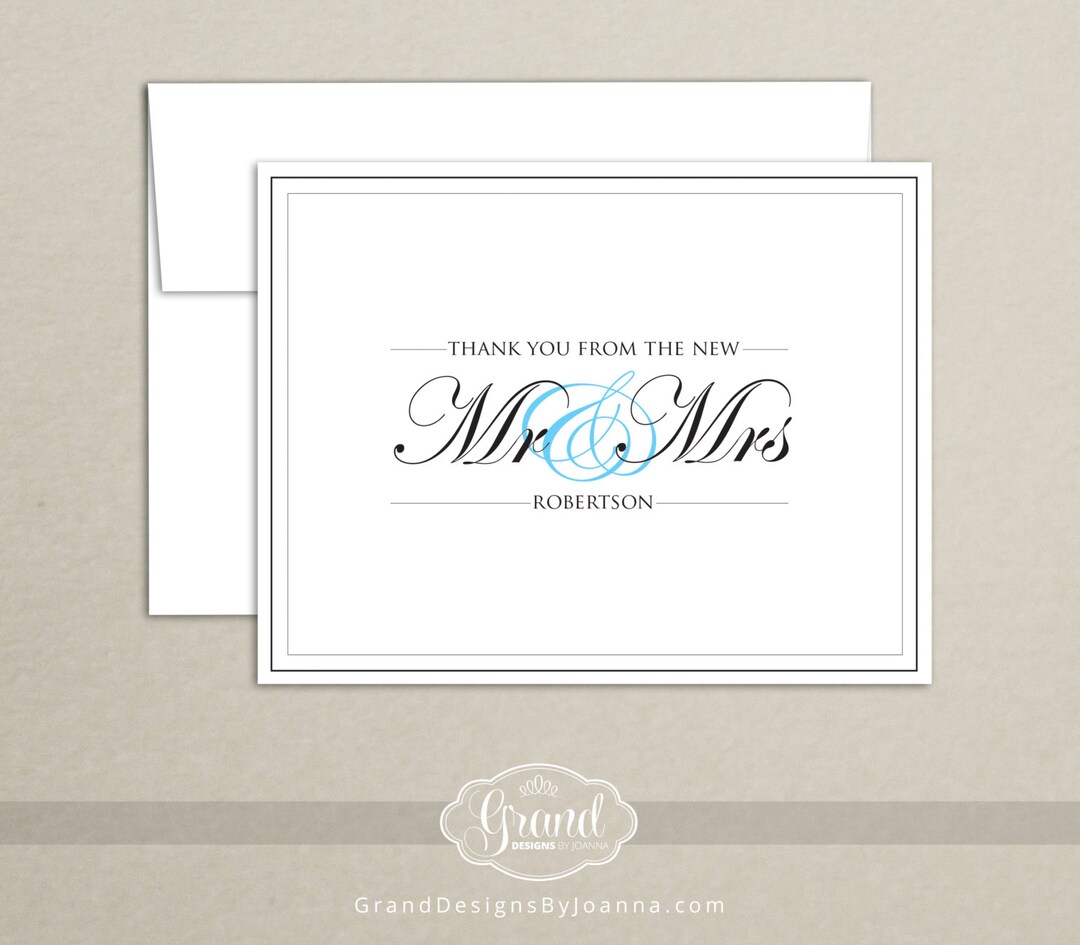 Personalized Wedding Thank You Cards - New Mr and Mrs (set of 10) - Etsy