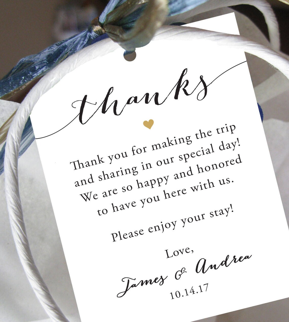Wedding Welcome Bag Tag (SET OF 10) - Script Thank You Gift Tags for ...