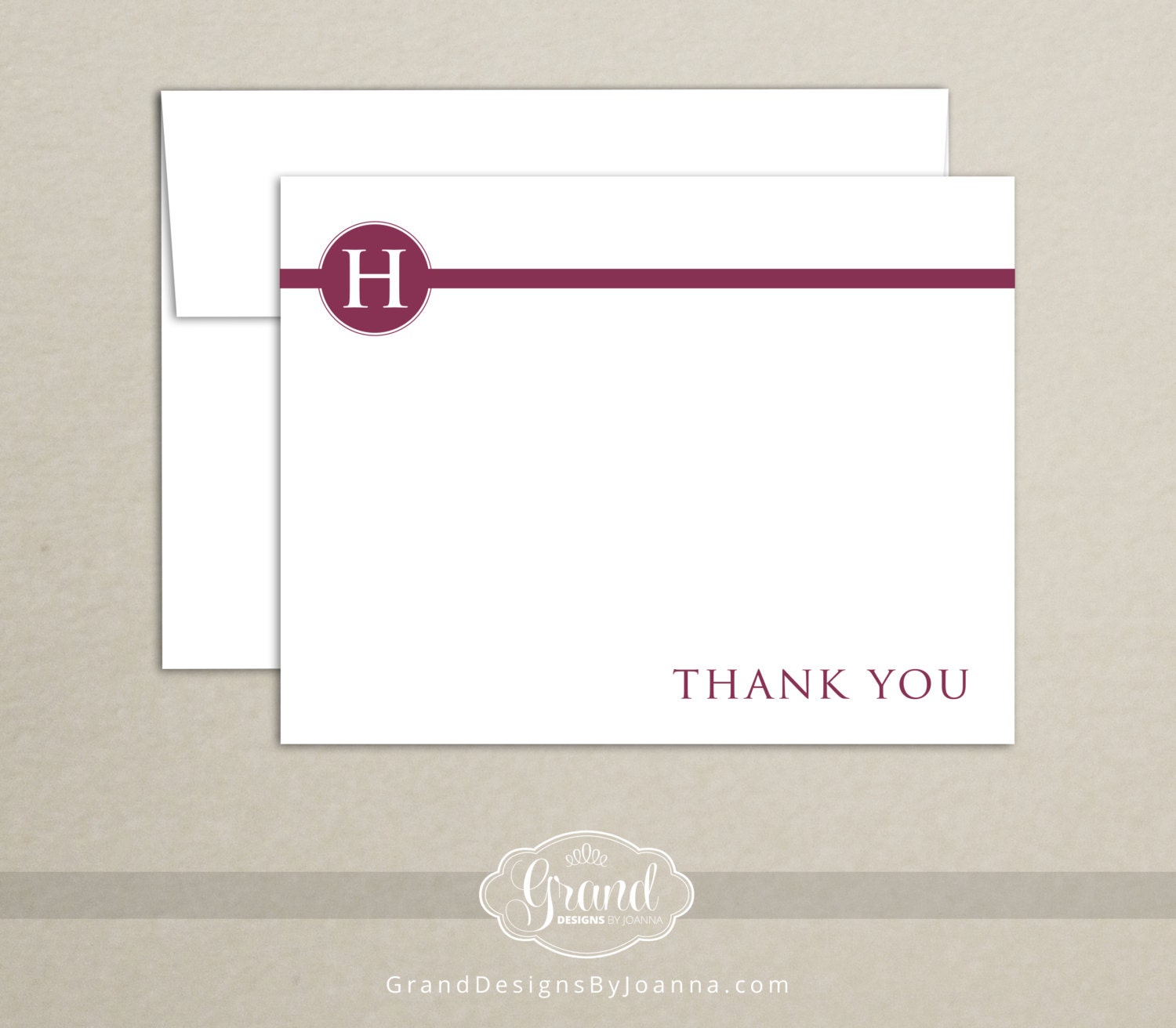 Set of 10 Mini Personalized Thank You Note Cards Monogram Initial Blank Note Cards A1 Cards /& Envelopes If Shop Owner Prints