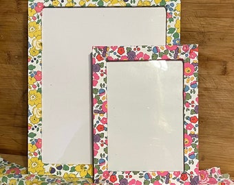 Liberty fabric photo frame in  a choice of classic floral Liberty patterns. Great gift in 2 sizes. Photo can be printed/inserted free