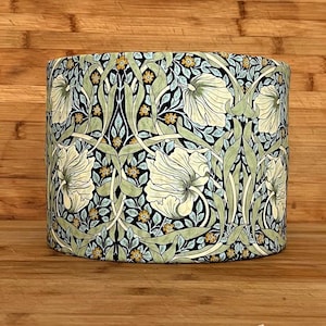 William Morris fabric lampshade in Pimpernel satin cotton 40cm 30cm 20cm sizes suited to ceiling pendant and table/floor lamp