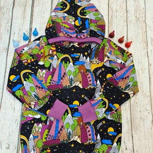 Sweat à capuche pour enfants en coton biologique, imprimé fantaisie, sweat à capuche pour enfants pixie