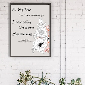 Scripture Wall Art Print | Fear not, for I have redeemed you | Isaiah 43:1 | Boho Art Decor | Farmhouse Wall decor | Bible Verse Gift