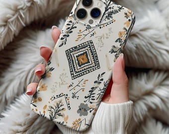 Funda para iPhone con estampado floral bohemio, funda botánica para teléfono, funda estilo cottagecore con flores silvestres, iPhone 17 Pro Max, 16 Pro, 15 Pro