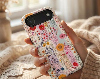 iPhone 16 17 Case with MagSafe, Cottagecore Wildflower Phone Case, Floral Boho Aesthetic, Cute Protective Case Gift for Her