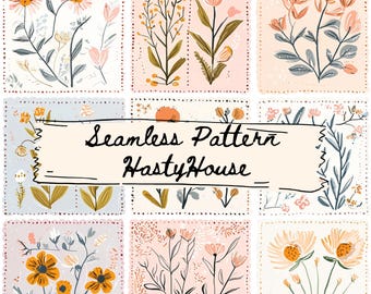 Floral Patchwork Quilt Seamless Pattern | Digital Download | Commercial Use | Fabric, Junk Journals, Sublimation Crafts