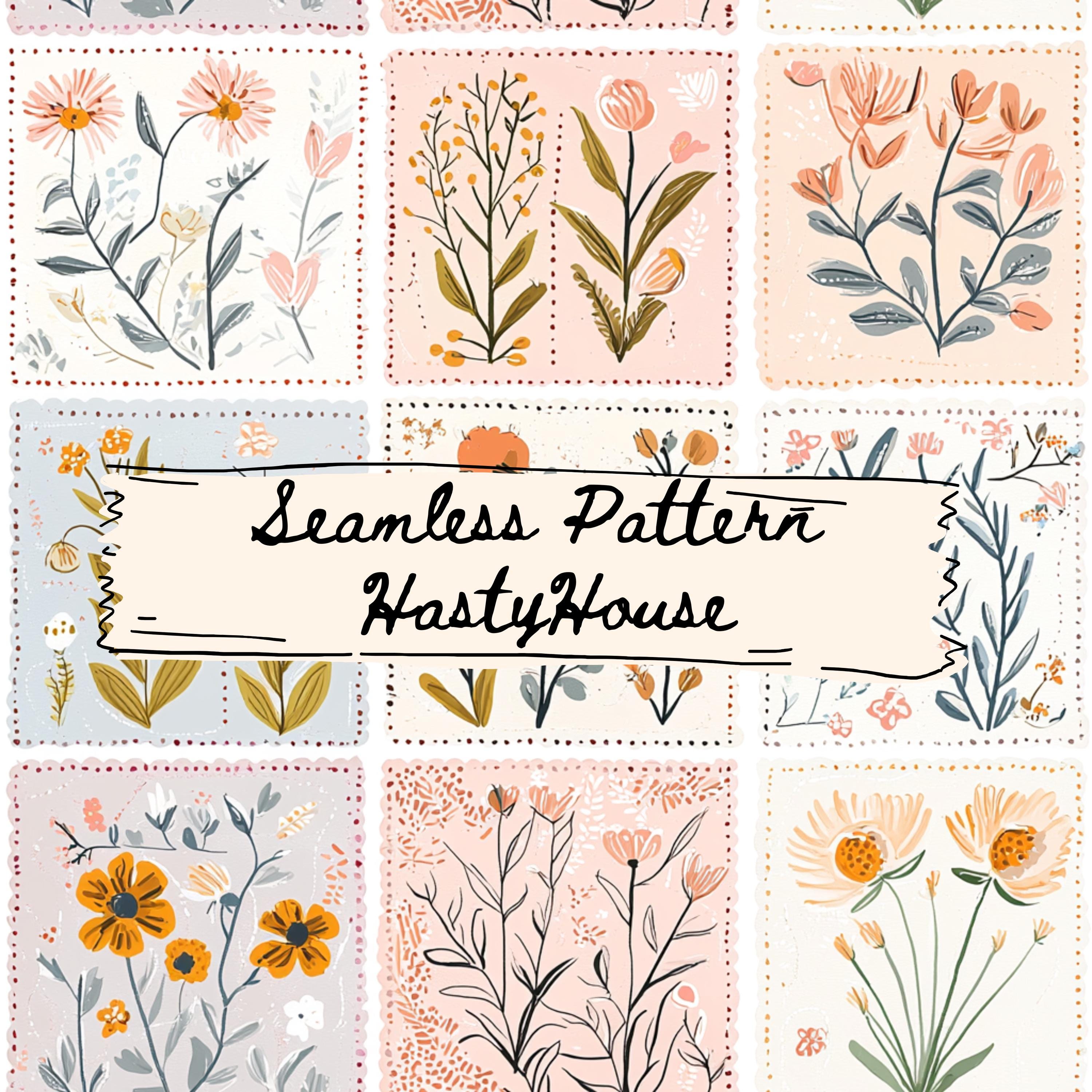 Spring Journal Quilt Floral Spring Patchwork Quilt Seamless Pattern | Digital Download ...