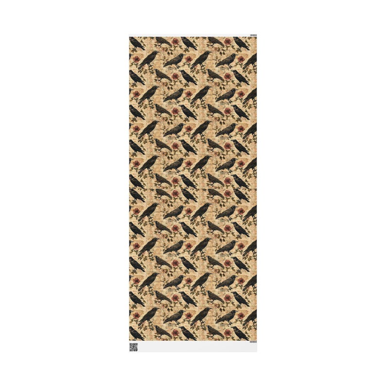 Vintage Crow Wrapping Paper Roll, Gothic Dark Academia Gift Wrap, Raven Ephemera, Poe Inspired, Halloween & Nature Lover Gift Packaging image 7