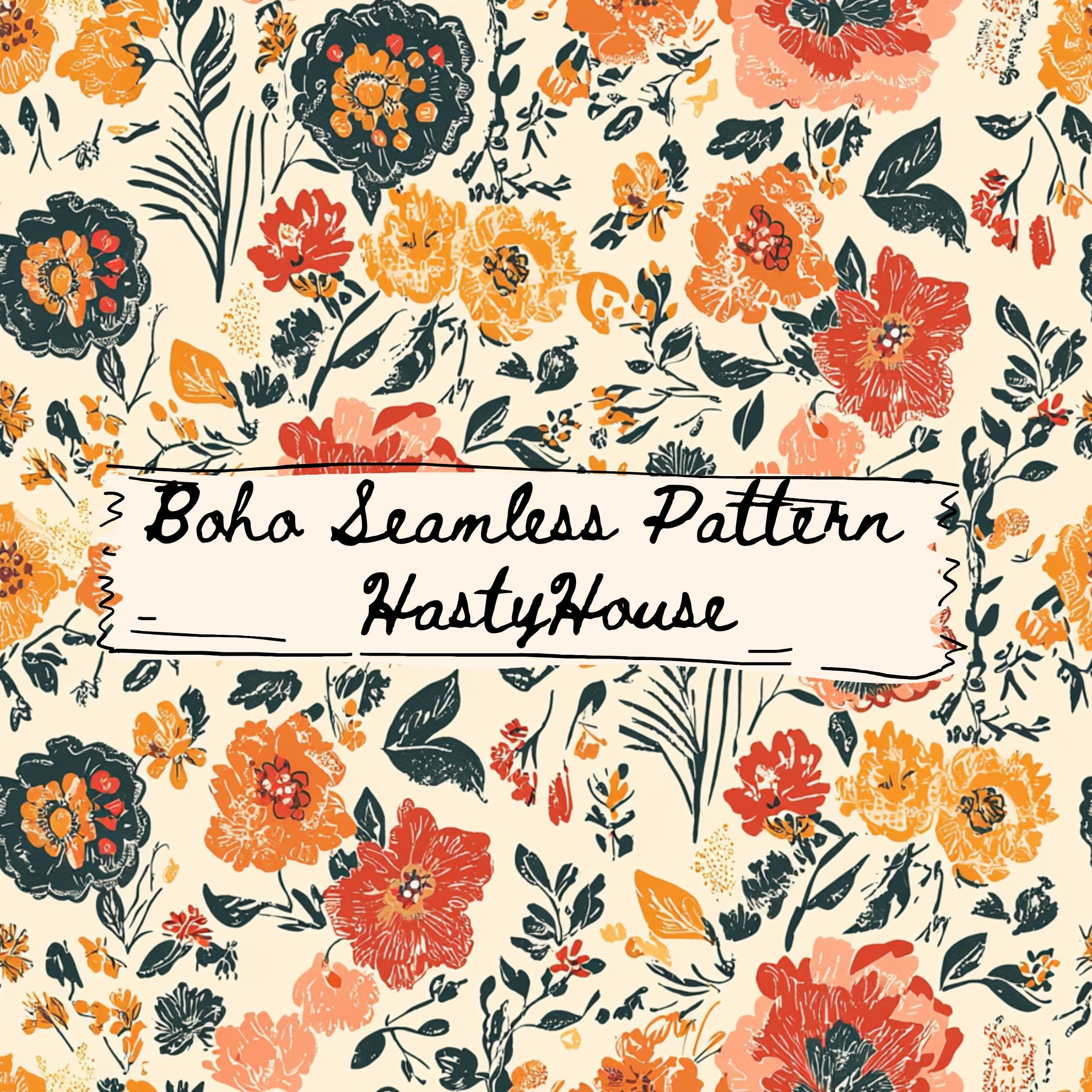 Boho Floral Seamless Pattern | Digital Download, 300 DPI, Sublimation ...