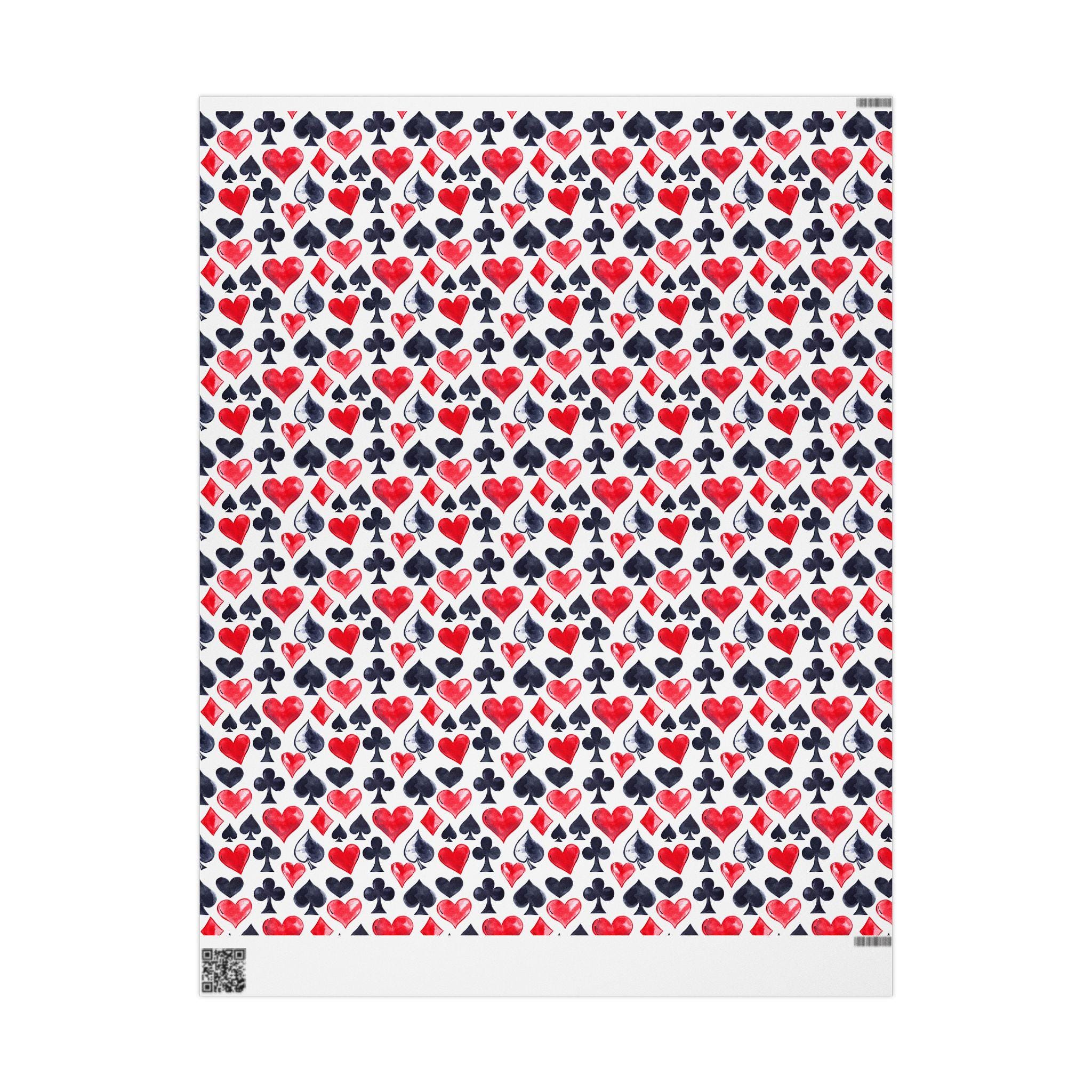 Watercolor Playing Card Wrapping Paper, Casino Game Night Gift Wrap ...