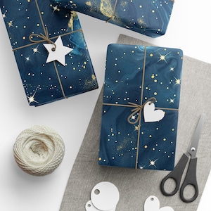 Celestial Wrapping Paper Roll, Starry Night Sky Gift Wrap, Cosmic Birthday & Christmas Gift Wrapping, Eco Friendly Wrapping Paper
