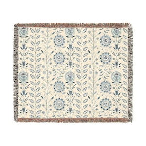 Coperta in cotone intrecciato a fiori con frange, copriletto o divano in stile cottage di famiglia immagine 8