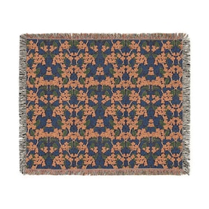 Moody Floral Woven Throw Blanket, William Morris Inspired Cottagecore Home Decor Cottage, Botanical Decor | Housewarming or Wedding Gift image 7