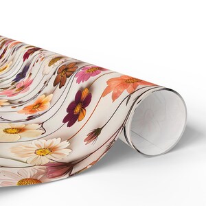 3D Effect Pressed Flower Wrapping Paper, Bridal Party Gift Wrap, Cottagecore Floral Wrap, Garden Wedding Party, Spring Gift Wrap image 4