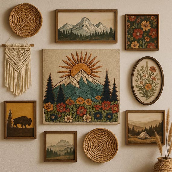 Mountain Sunrise Matte Poster Gift, Nature Wall Art | Camping Gift for Hikers, Outdoor Lovers, Adventure Boho Decor