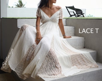 white lace maxi dress wedding
