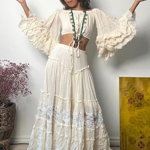 Boho 2 piece set top and skirt, Boho set in skirt, Cotton 2 piece set, Wedding top and skirt set ,Maternity set in skirt, Option Skirt only,
