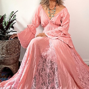 Boho Pink Cotton Smocked Off shoulder Dress/Baby shower dress/Maternity for Photoshoot Dress,Photography Maxi dress,Maternity Wedding dress