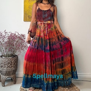 Boho tied tie dye maxi dress,Maternity tie dye dress, festival tie dye dress,Beach tie dye dress,Hippie tie dye dress,Rayon Tie dye dress.