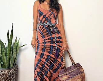 Vestido largo estilo boho tie dye