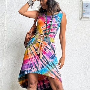Boho Tie Dye Tank Dress,High low tie dye Tank dress,Hippie Tie dye dress,Beach Tie dye dress,Festival tie dye dress,Sexy tie dye dress.