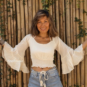 bohemianseoul BOHEMSO トップス ホワイト BOHEMIAN SEOUL] FUNKY SCOOP NECK TEE CONCH, WHITE 正規品