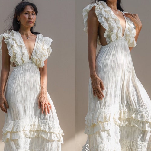 bohemian cream maxi dress