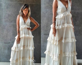 white gauze beach dress