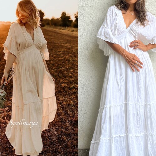 bohemian cream maxi dress