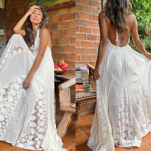 Sexy Wedding Halter Maxi Dress/Boho open back Maxi Dress/Deep V Neck Maxi Dress/Backless maxi dress/Pre Wedding  Dress/Maternity dress .