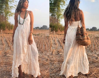 Maxi boho white hot sale dress