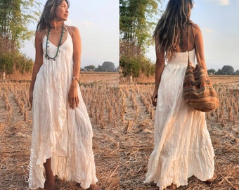 Bohemian Wedding Dress,boho Maxi Dress, Boho Halter Maxi Dress