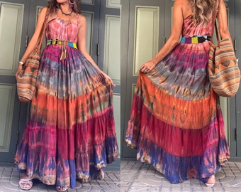 Boho Tie Dye Maxi Dressplus Size Tie 
