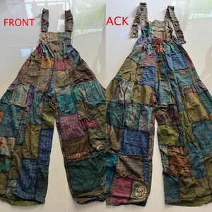 Boho Patchwork Overall in Pants,Hippie patchwork Baggy Overall,Wide legs Patchwork Overall,Patchwork Jumpsuit in Pants,Tribal Cotton Overall