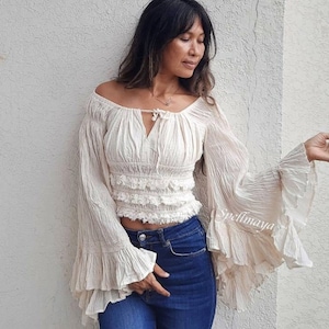 Wide Sleeve Blouse Etsy New Zealand