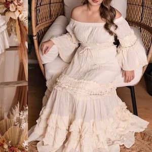 chinese dress ladies Plus Size Champagne Print Floor Length Wedding Guest Dresses with Sleeves main image 1