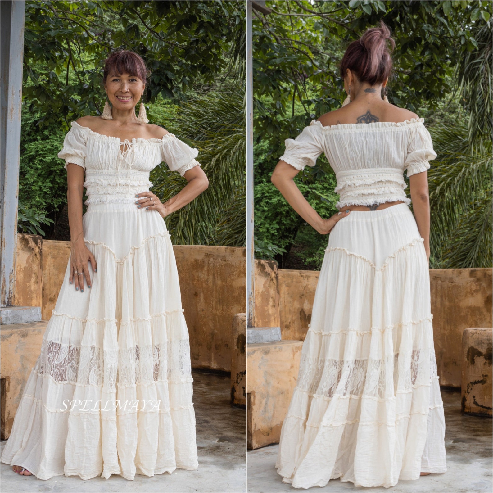 Bohemian Lace Maxi Skirt/boho Set Clothingoff White Maxi Etsy — free download