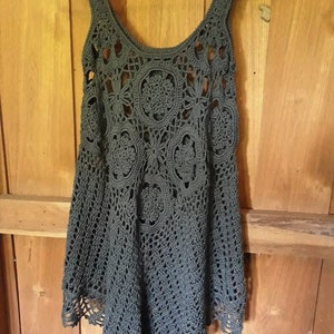 Handmade Crochet Tunic Dress /Boho crochet Dress/ High Low crochet dress/ Romantic crochet dress.Festival crochet dress/Summer beach dress image 6