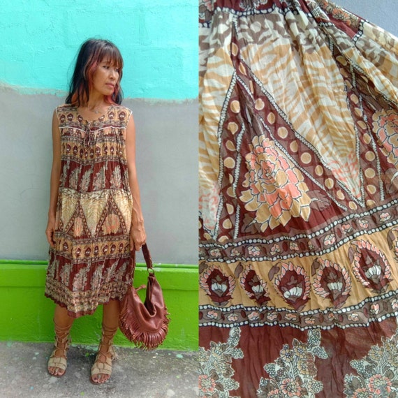 Vintage India Gauze Cotton Dress/Loose Indian dres