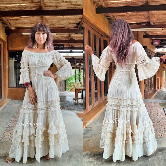 boho me maxi dress off Shoulder Dress,boho Ruffled Dress,layered Maxi Dress,boho Wedding Dress,engagement Dress, Maternity Photoshoot Maxi white maxi dress version