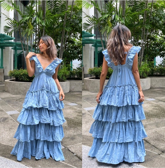 Beautiful Light Blue Ruffled Maxi Dress Beautiful Light Blue Ruffled Maxi Dress