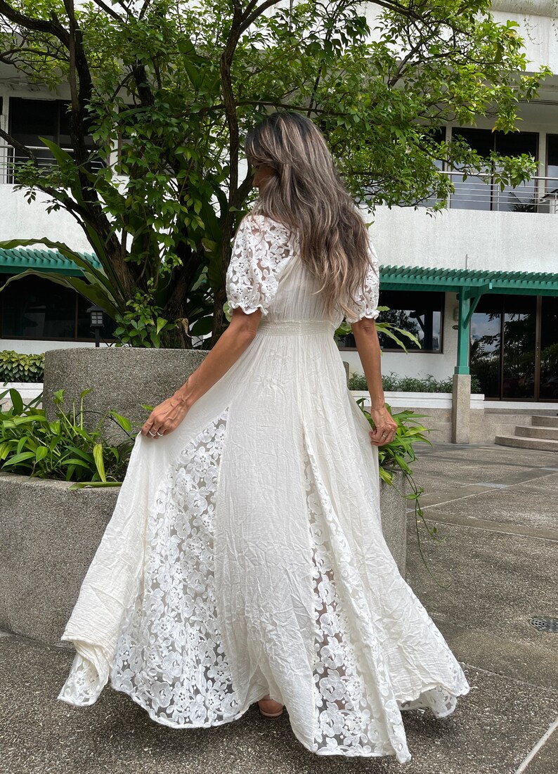 Lace Off Shoulder Maxi Boho Dress