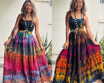 Boho Tie Dye Maxikleid, Plus Größe Tie Dye Kleid, Schwangerschafts-Maxikleid, Festival Tie Dye Kleid, Hippie Tie Dye Kleid, Cover