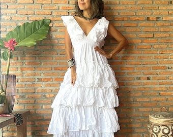 knee length dresses for ladies Split Long Boho Maxi Dress – Layered Skirt, Square Neck & Waist Sash – Boho  Beach Hut