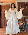 Boho Wedding Dress,Cotton Lace Trim Maxi Dress,White Wedding dress,Black Maxi dress,Maternity For Photoshoot Maxi dress,Photoshoot Outfits. product logo